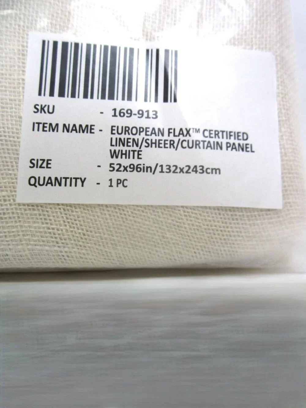 Crate and Barrel NEW 52x96European Flax Linen Sheer Curtain Panel White Natural